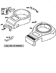 Blower Housing Diagram and Parts List for 28Q700  Briggs and Stratton Engine